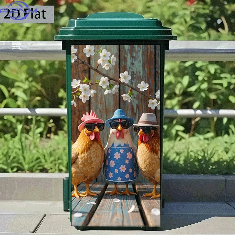[2D Flat Printing]1pc Trash Can Sticker[Title Has Been Translated, Do Not Change] Spring Cute Chicken Fashion Theme Design Wal