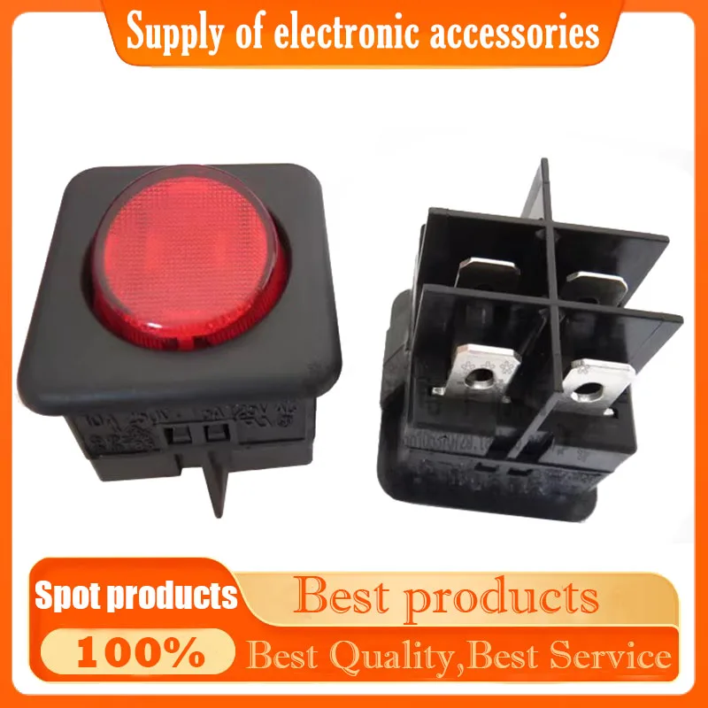 R13-104 Ship type switch 4 pin 2 speed with light 30*30mm warped power switch 10A250V