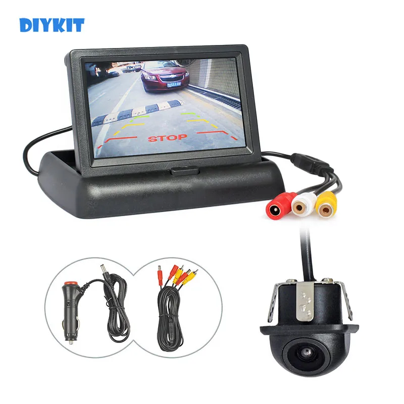 

DIYKIT 4.3inch Car Reversing Camera Kit Backup Car Monitor LCD Display Car Rear View Camera Parking System Kit