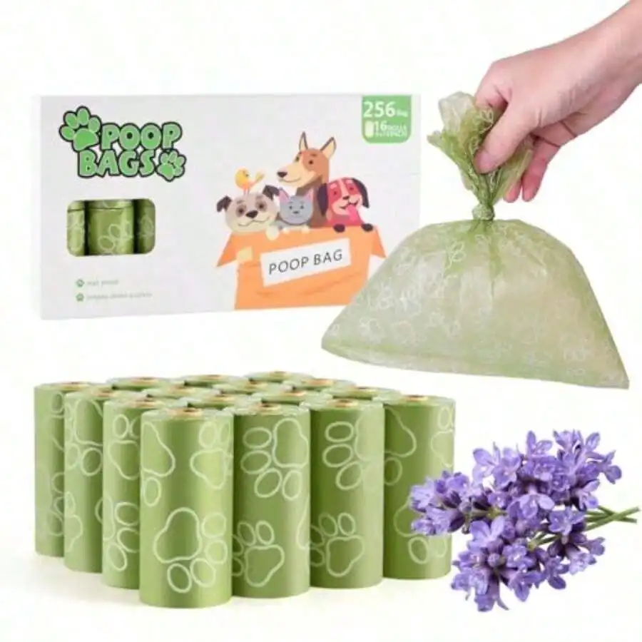 

1pcs Inches Green Thickened Leakproof Lavender Scent Poo Bags For Dogs -Friendly Pet Waste Bags For Walking Travel Home