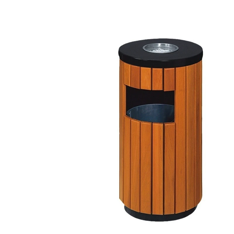

Steel and wood trash can Park tall trash can Outdoor trash can