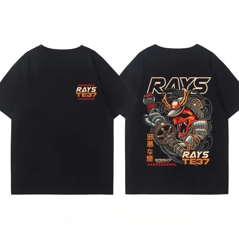 2026 New  Wheel Hub Modified Car Short Sleeve T Shirts Men Women Summer Cotton Japanese Versatile T-Shirt Tide Ins Y2k