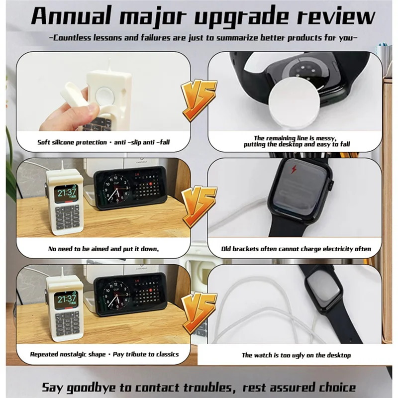 A41Z-Silicone Dock Desktop Holder For  Watch Charger Stand Retro Computer Pattern Charging Base