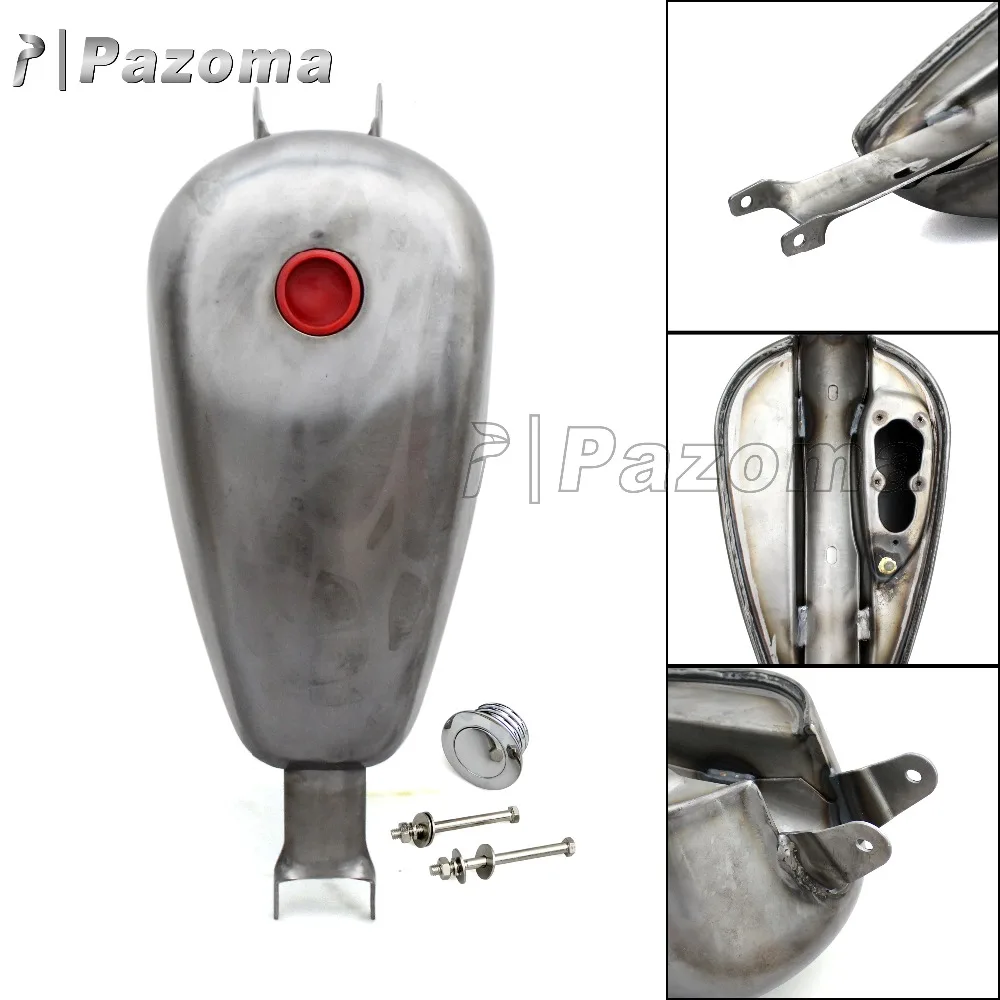 Pazoma Raw Steel 2.4 Gallon Gas Fuel Tank for Harley  Sportster XL Models 2007-2017