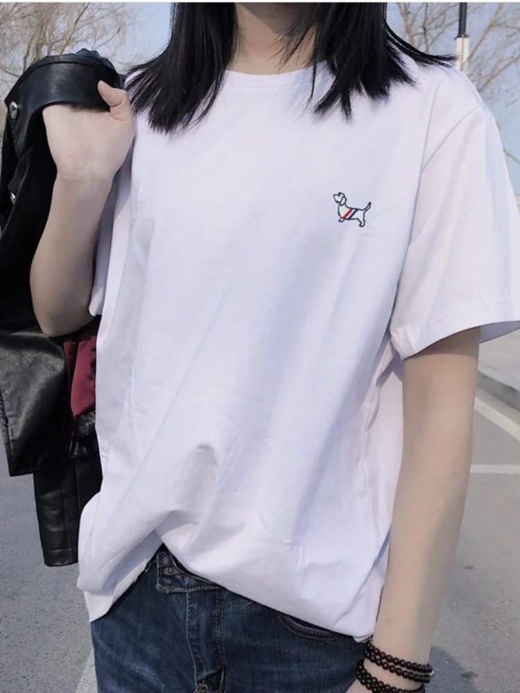 2025 الصيف الساخن بيع الكورية نمط موضة الرياضة الكلب الطباعة الترفيه عطلة القطن عالية الجودة للجنسين Harajuku