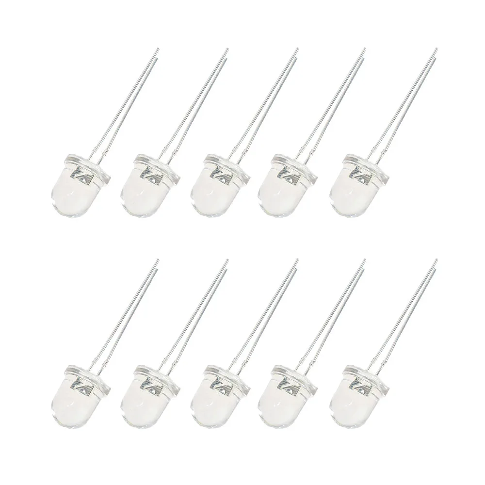 10/20PCS 8mm LED Diode F8 Round Transparent Light Emitting Diodes White Red Yellow Blue Green for Electronic Kit