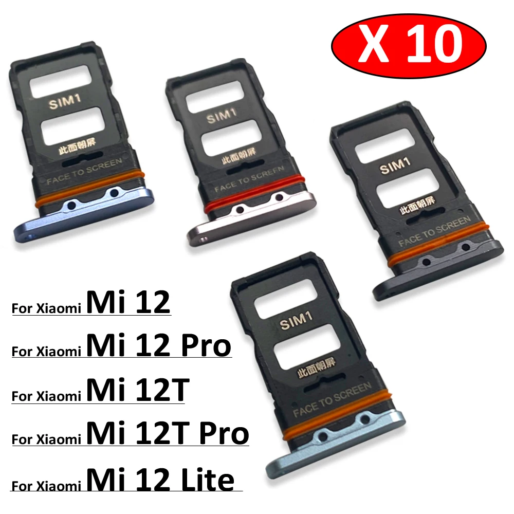 10Pcs, New For Xiaomi Mi 12 12T Pro 12 Lite 12s SIM Card Tray Slot Holder Adapter Accessories