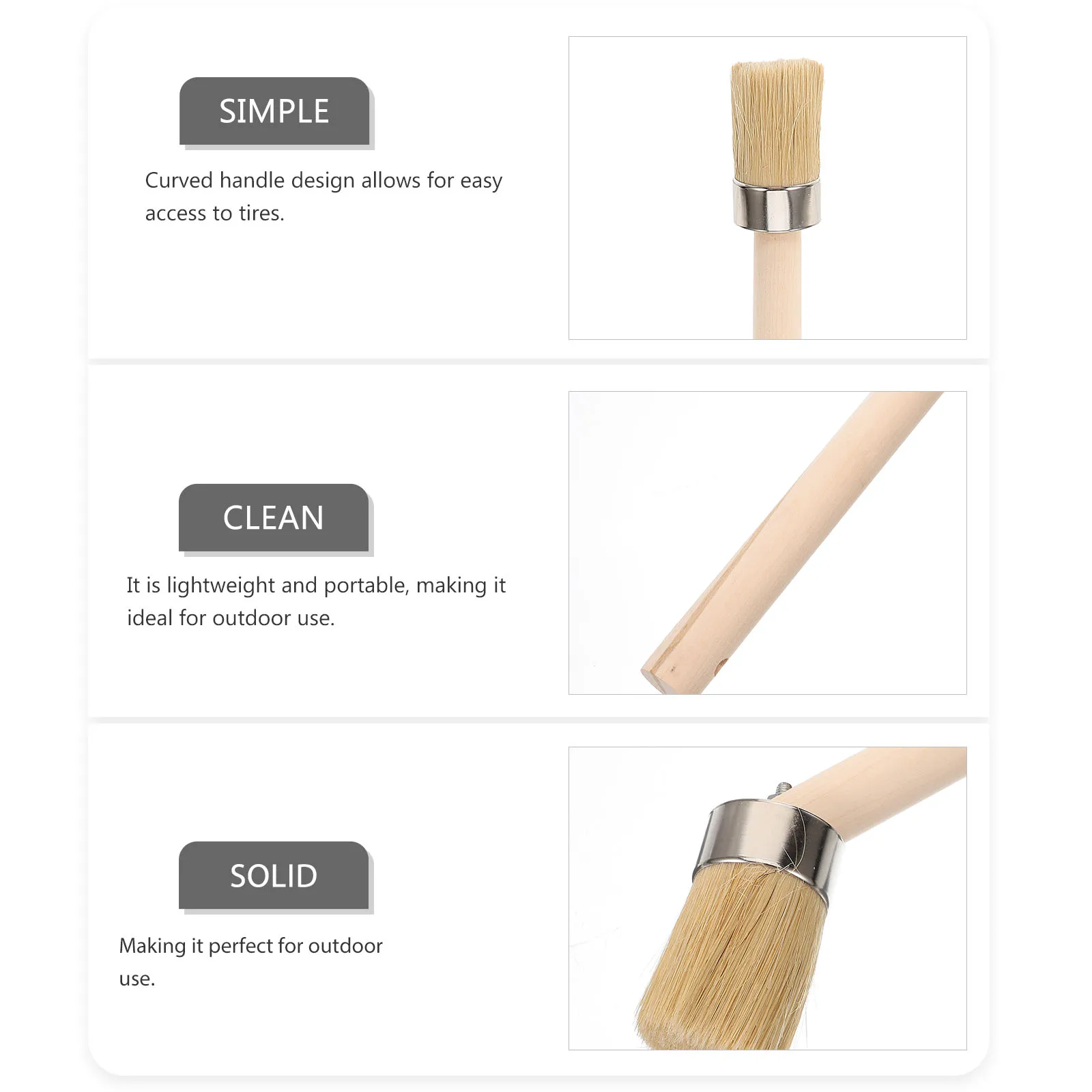 

Tire Repair Tool Wood Handle Paint Brush for Walls Trim Stain Small House Tire Brush Lubricant Canvas Wall Striker Painting