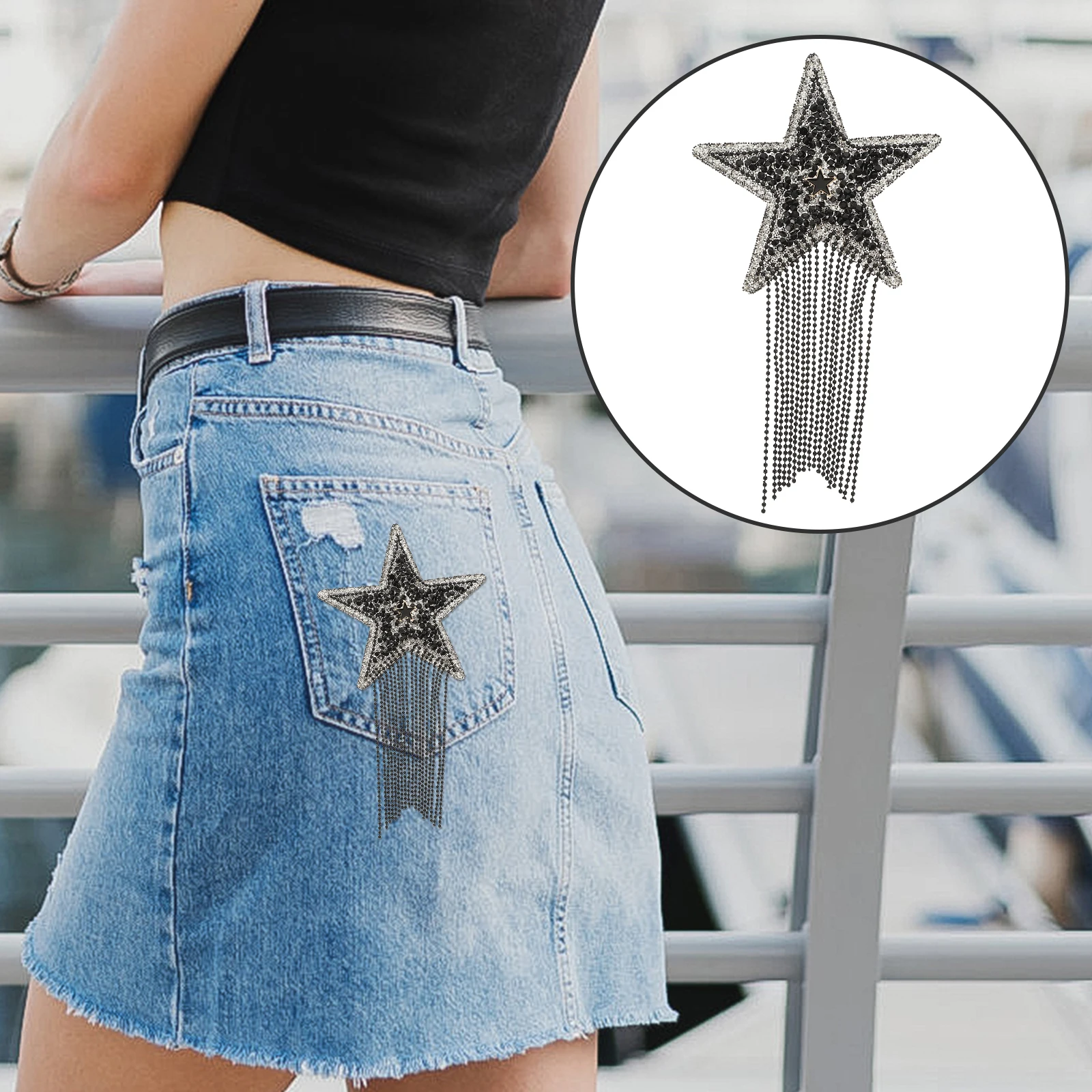 

Beaded Diamond Patch Cloth Star Rhinestones Resin Shape Applique Embellishments