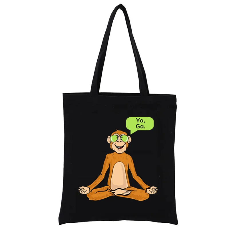 

Yoga Monkey Cool Yo Ga Harajuku Bags Y2k Bag S Casual Totes Women's Handbags Woven Tote Funny Fashion Shopper Totebag Shopping