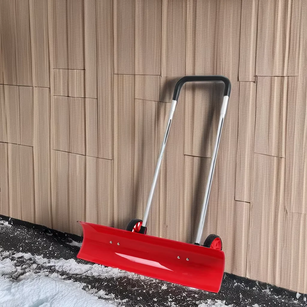 

Vertak Manual Snow Pushing Equipment Multifunction Hand Push Wheel Snow Shovel Device Wheeled Snow Pusher