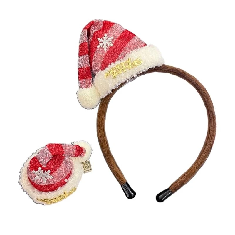 

Adults Kids Christmas Headbands Hairpin Set Plush Christmas Santa Hat Headwear Party Cosplay Costume Hair Accessories 15UB