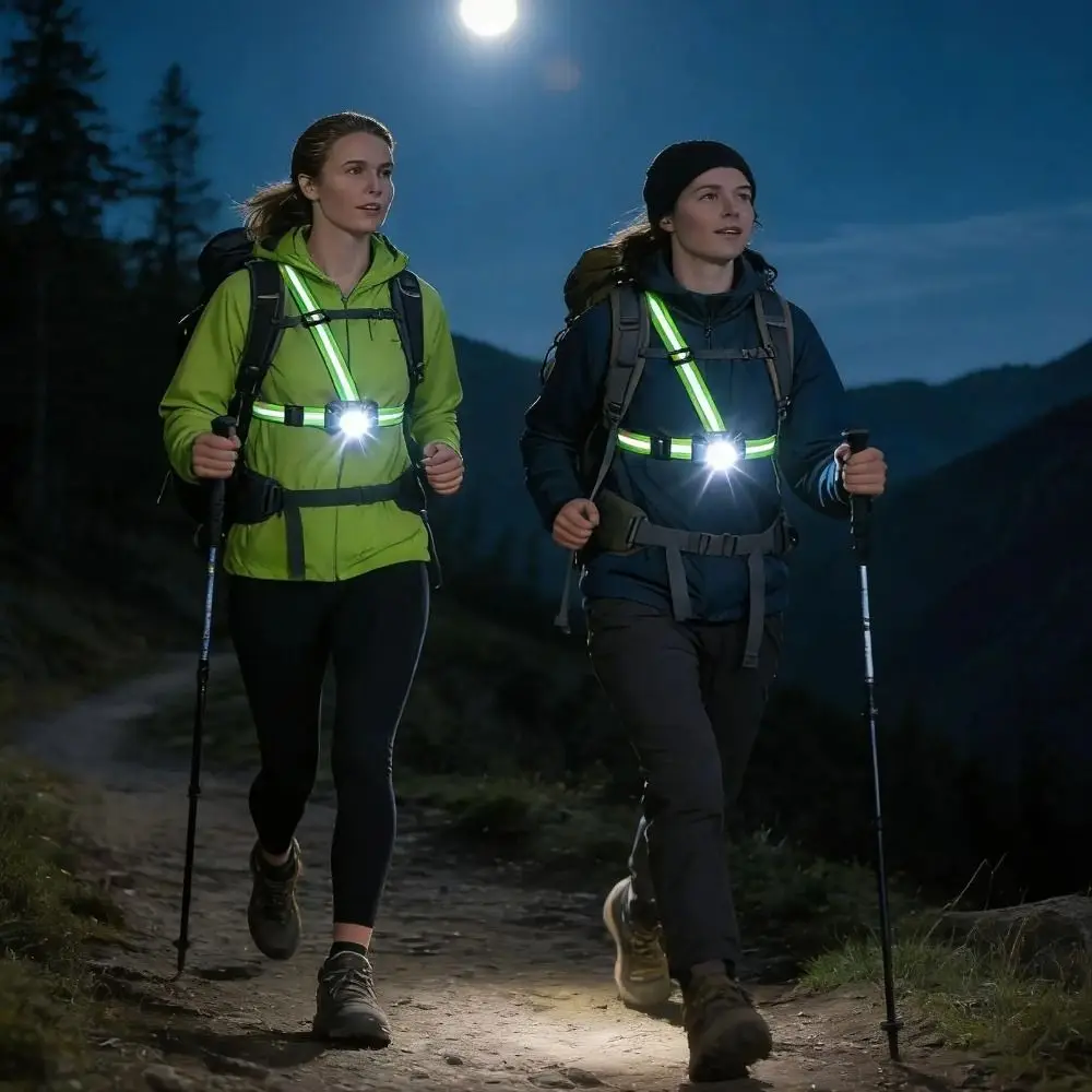 

Adjustable Strap Chest Light Soft Light Lightweight Design Portable Camping Light Solid Build Bright Illumination Running Lamp