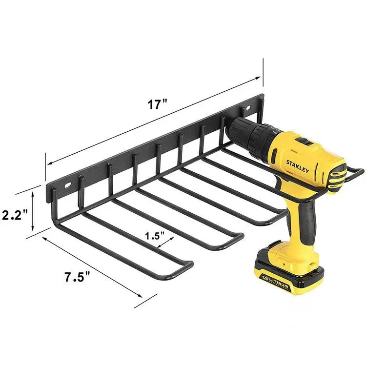 Wall-mounted handheld electric drill storage rack, power tool storage rack, heavy-duty floating tool wrought iron rack