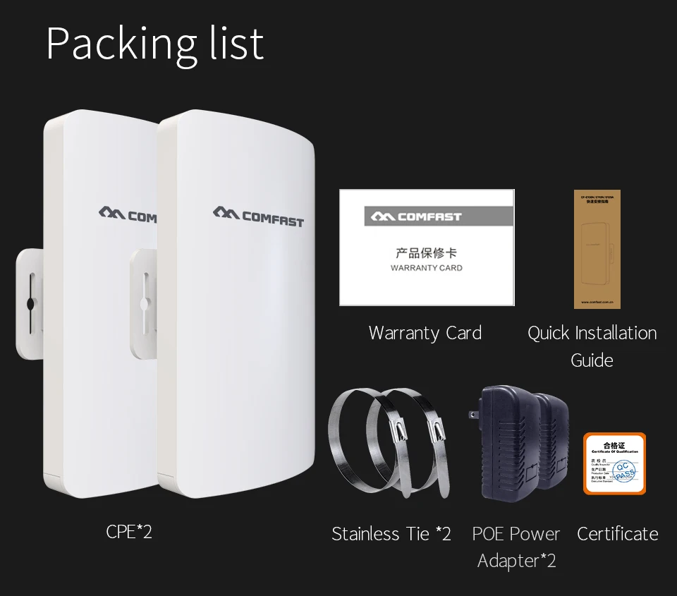 Imagem -06 - Comfast-ponte ap sem Fio ao ar Livre Ponto de Acesso Wifi Cpe Antena Wifi 11dbi Roteador Nanostation Cf-e113a 300mbps 5.8ghz 3km Pcs