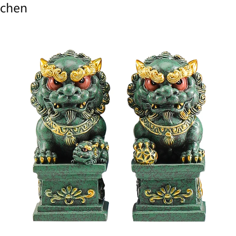 

ZML stone lion, a pair of lucky mascots, Chinese home furnishing, living room entrance, foyer, balcony door ornament