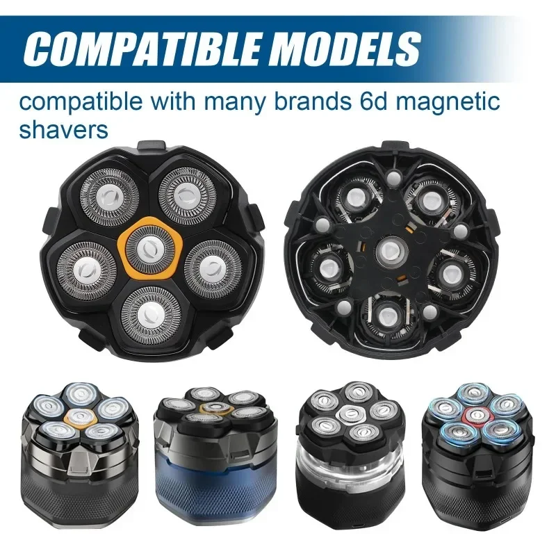 Neue 1/2/3 Stück magnetische 6-Klingen-Ersatzköpfe für DOAO JoyKoi Solimpia Singphere AEXIRI Kopfrasierer Zubehör – Detail 3