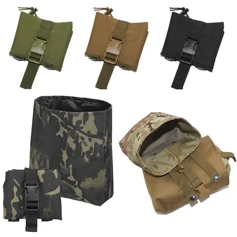 Foldable Molle Magazine Dump Pouch Tactical Airsoft Ammo EDC Tool Bag Utility Recovery Drop Pouch Hunting Accessory