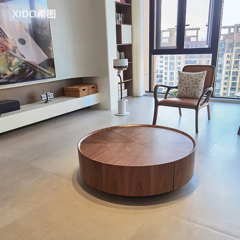 Nordic Wood Round Coffee Tables Storage Industrial Unique Floor Designer Table Game Study Kaffee Tische Furniture Living Room