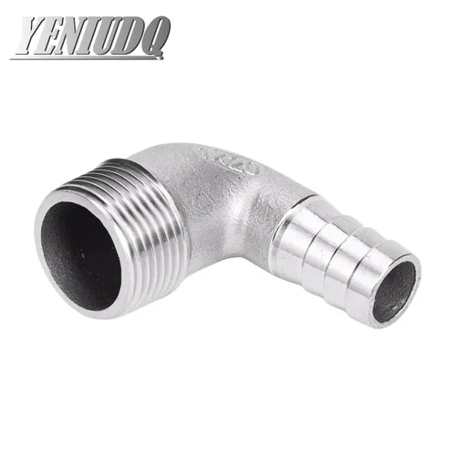 Imagen 2 del producto 1 Uds 1/8 ""1/4"" 3/8 ""1/2"" 3/4 ""1"" BSPT macho 6 8 10 12 14 15mm codo de púa de manguera 90 grados 304 conector de instalación de tubería de acero inoxidable