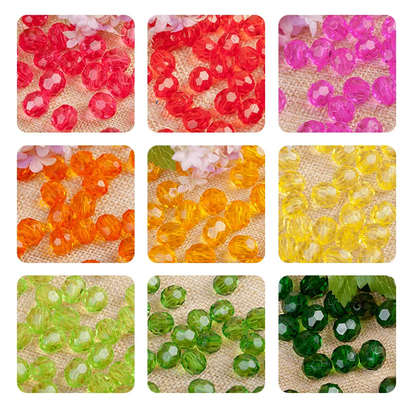 500g 8/10mm Transparent Bead Angle Bead 32 Section Acrylic A Material Imitation Crystal Loose Bead DIY Bouquet Beading Material