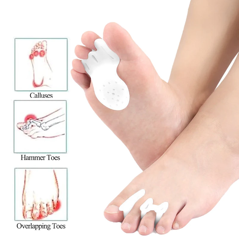 New 2/4Pcs Soft Gel Toe Separators Ball of Foot Cushions Toe Spacers to Correct Your Toes Bunion Pain Relief Hammertoe Corrector