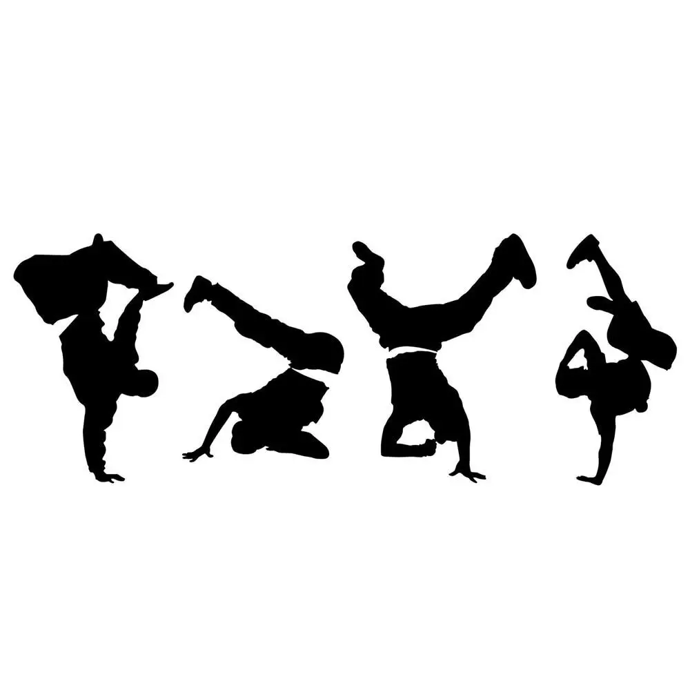 Break Dancers Silhouette Wall Decal Boys Bedroom Home Room Decorations Vinyl Art Stickers Dance Studio Wall Decor Poster D518