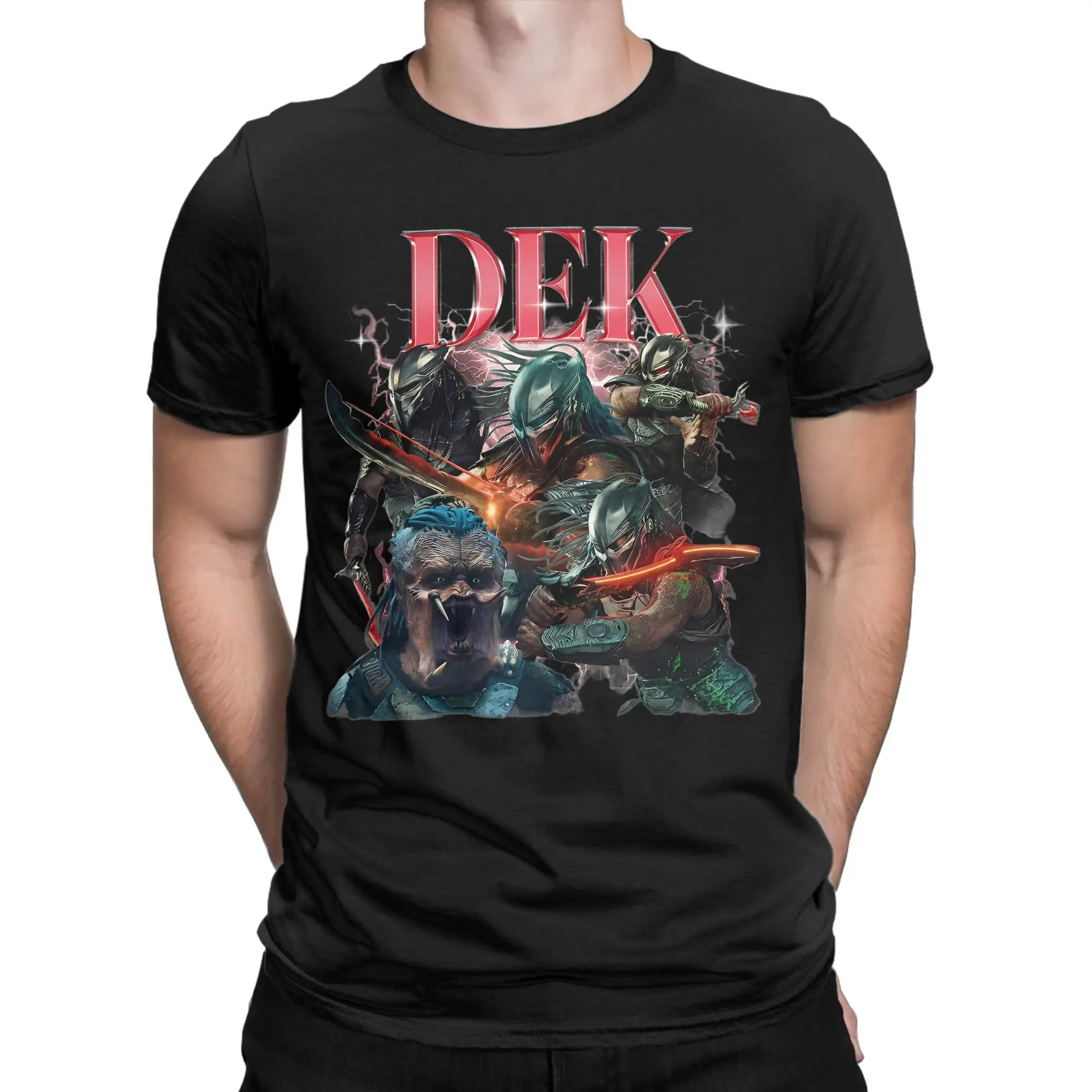 P-Predators Dek Yautja Badlands T Shirt Men's Cotton Vintage T-Shirt Crew Neck Warrior Movie Tees Short Sleeve Clothes Printed