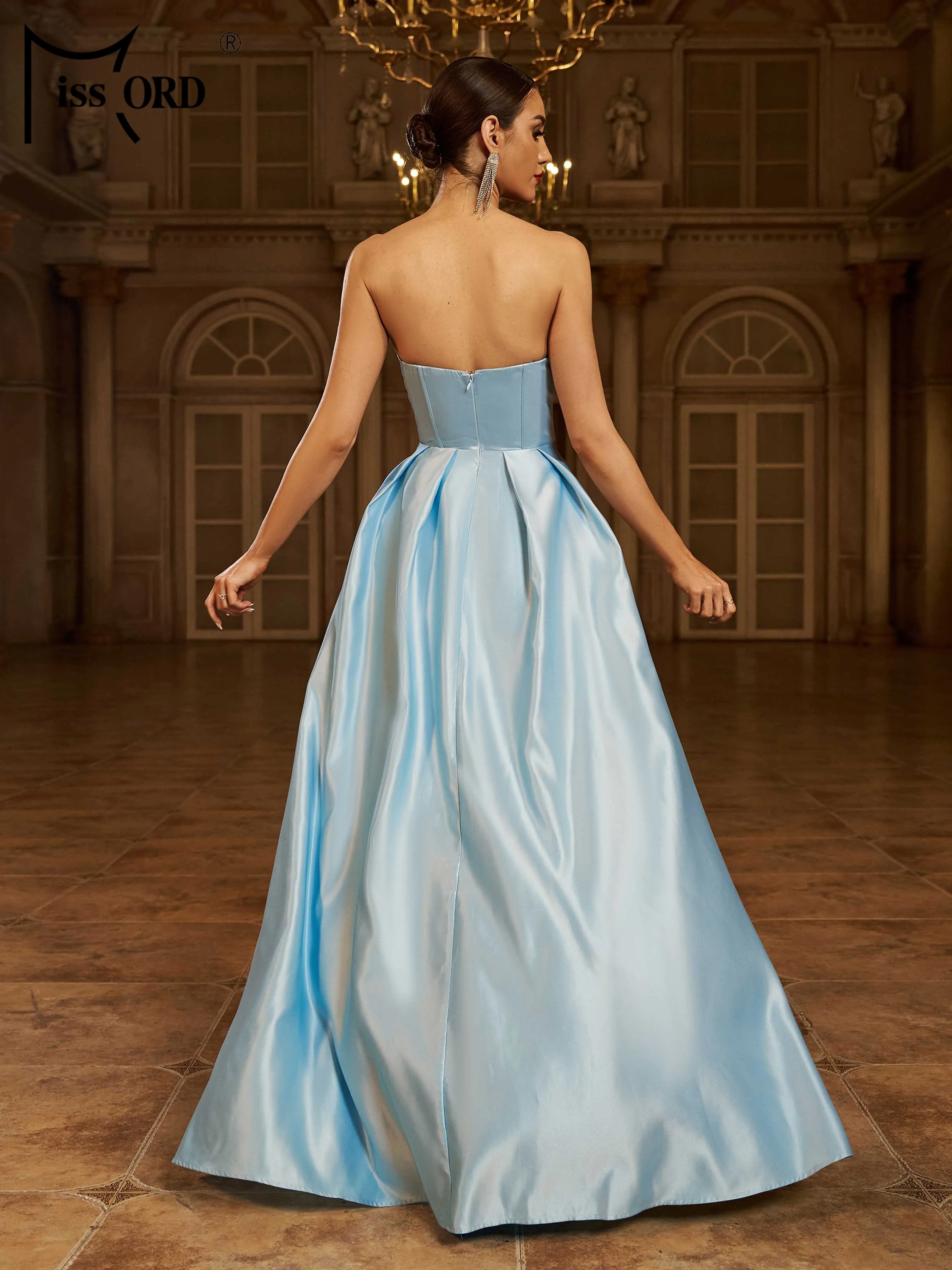 Missord 新しいストラップレス A ラインイブニングドレス結婚式誕生日パーティーフォーマルな機会卒業マキシウエディングマキシドレス