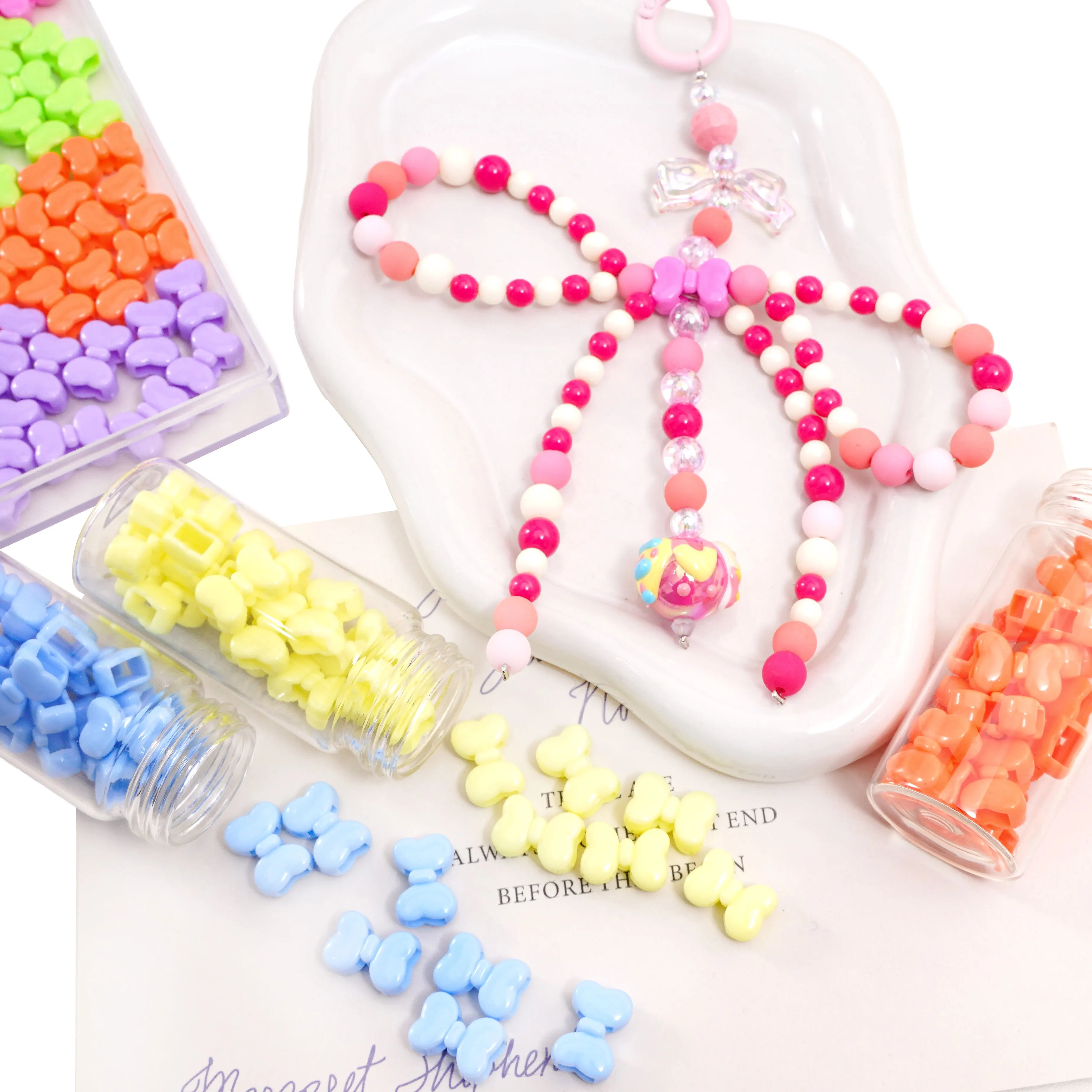 

5PCS/20pcs Mixed Color Bowknot Shape Spacer Beads Cute Acrylic Beads For Jewelry Making Diy Bracelet Necklace Chain Handmade Sup
