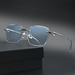 CATERSIDE New Pilot Rimless Sunglasses Men Gradient Sun Glasses Women Retro Business Shopping UV400 Lunette De Soleil Homme