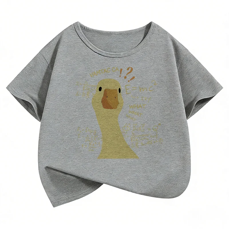 Cute Goose Design Kids Tshirts Summer Short Sleeve Tees Cartoon Animal Boys Girls Clothes Kawaii Tops Y2K Children T-shirt