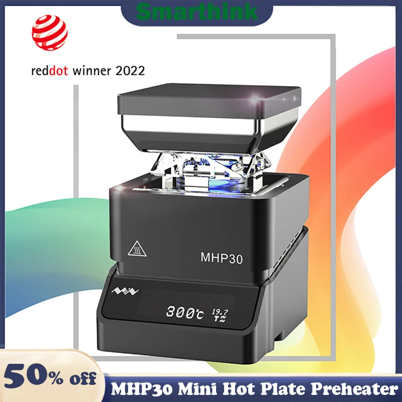 MINIWARE MHP30 Mini Hot Plate Preheater 30*30mm Heating Area Constant Temperature Heating Table 300℃ Intelligent Heating Tool