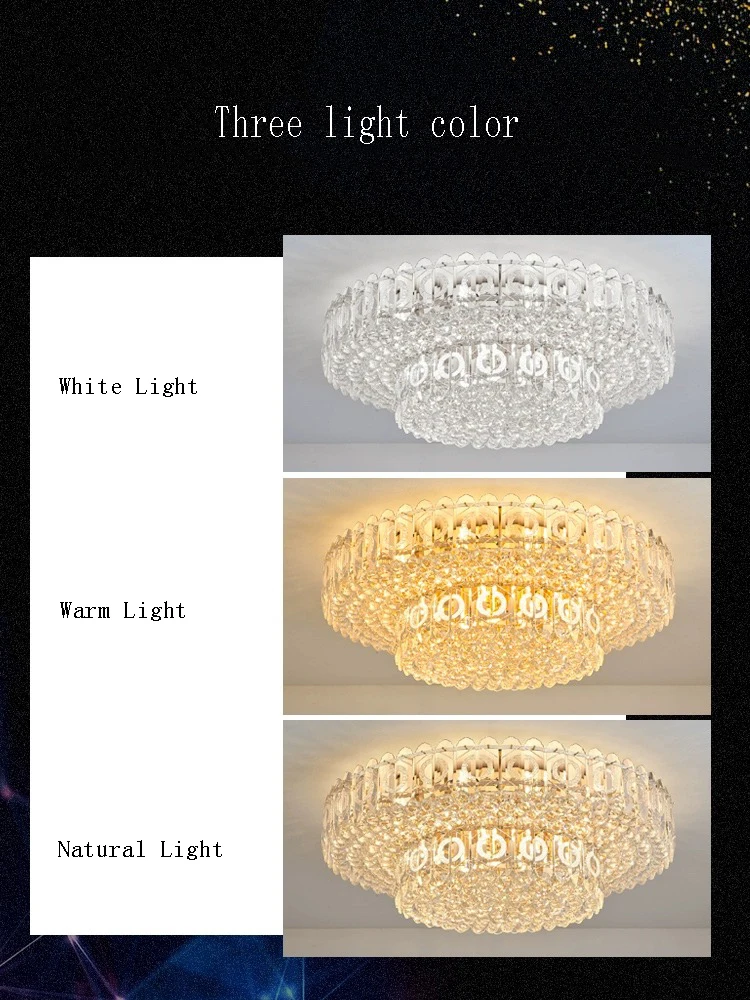 Fashion Round Gold Crystal Ceiling Chandelier Led Lustres Luxury Large Ceiling Lamps 2024 for Living Room Home Decor