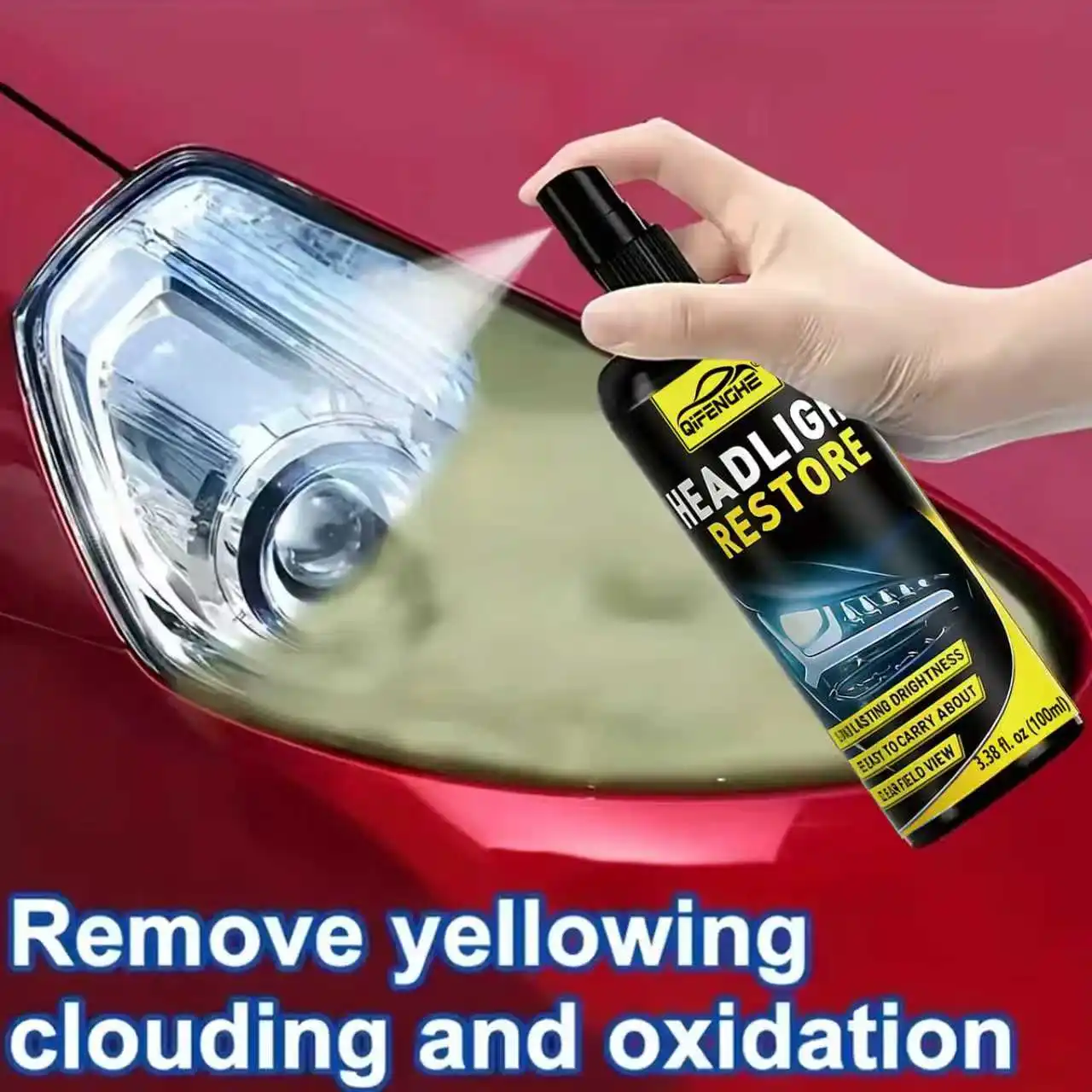 QIFENGHE Headlight Restorer – Restore Clarity & Brightness, Remove Scratches & Yellowing, Long-Lasting Protection, Easy-to-Carry