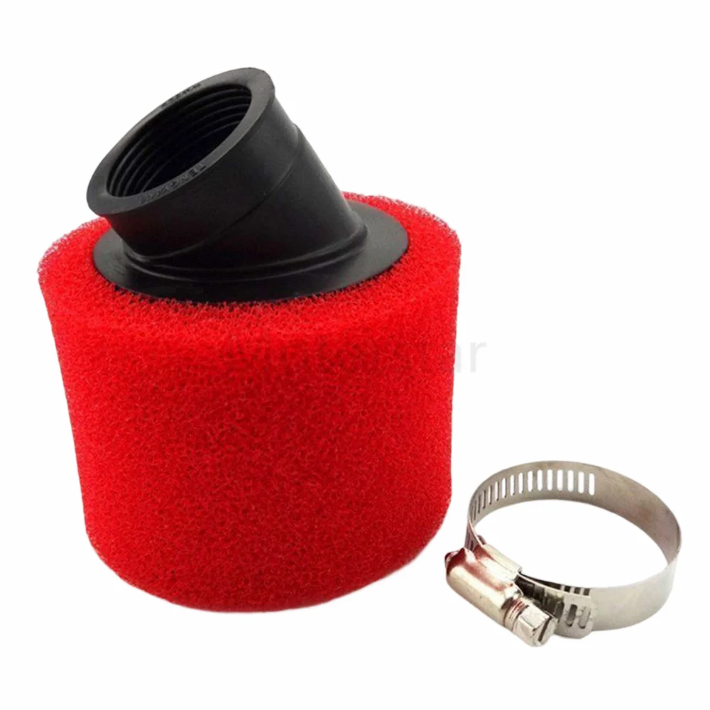 For Carburetor 110cc 125cc 140cc Dirt Pit Bike SSR YCF Carb Air Filter Cleaner Red Foam With Clamp New 40MM Air Filter