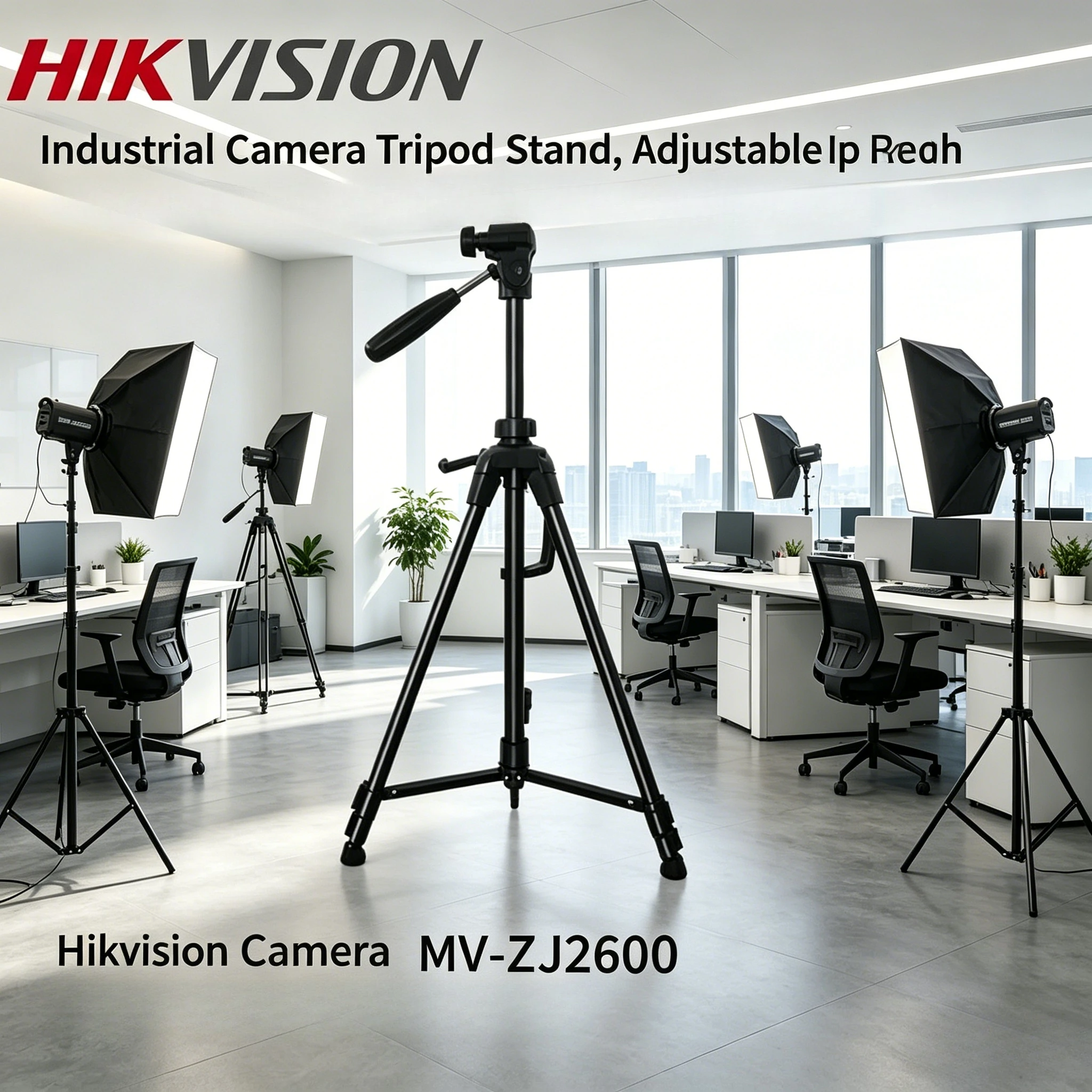 Hikvision MV-ZJ2600 Industrial Tripod, Machine Vision Camera Support Stand, 360° Rotation Adjustable Pan Tilt Camera Mount
