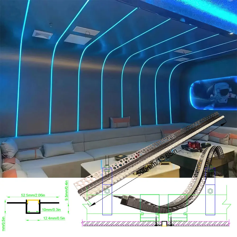 52×13mm  0.5M Aluminum LED Strip with Aluminum Profile LED Strip and LED Aluminum Profile Channel for Various Bending Shapes