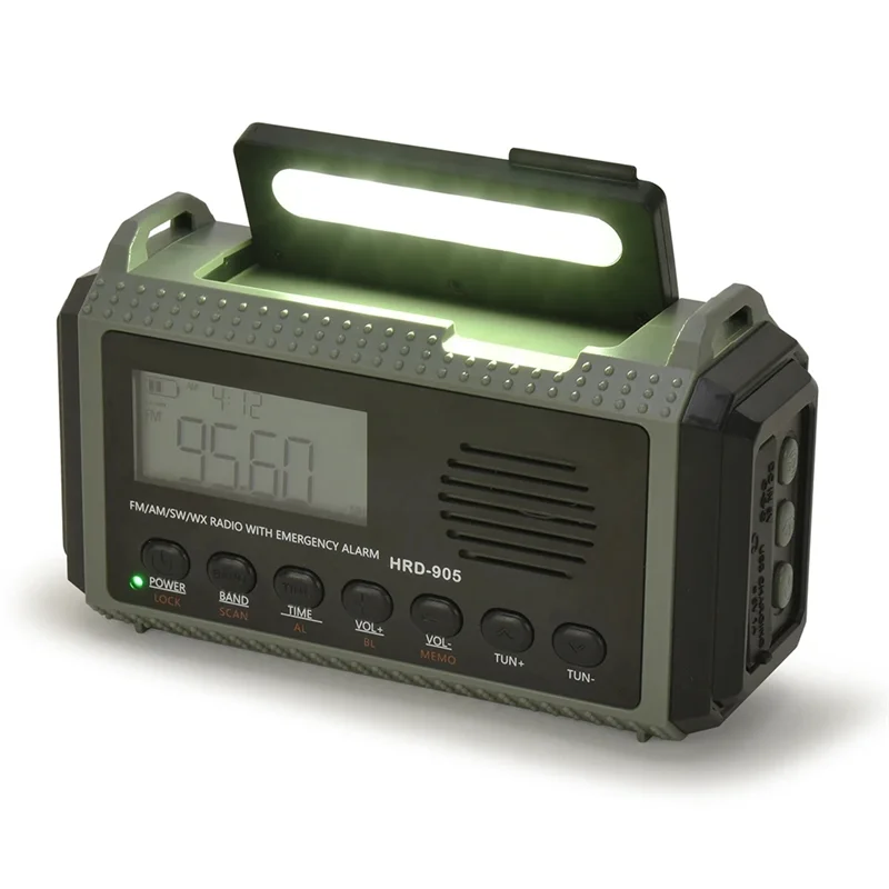 

【NEW】Solar Hand Crank AM FM SW NOAA Weather Radio 4 Ways Powered 10000Mah Multifunction Radio Torch SOS Alarm Power Bank