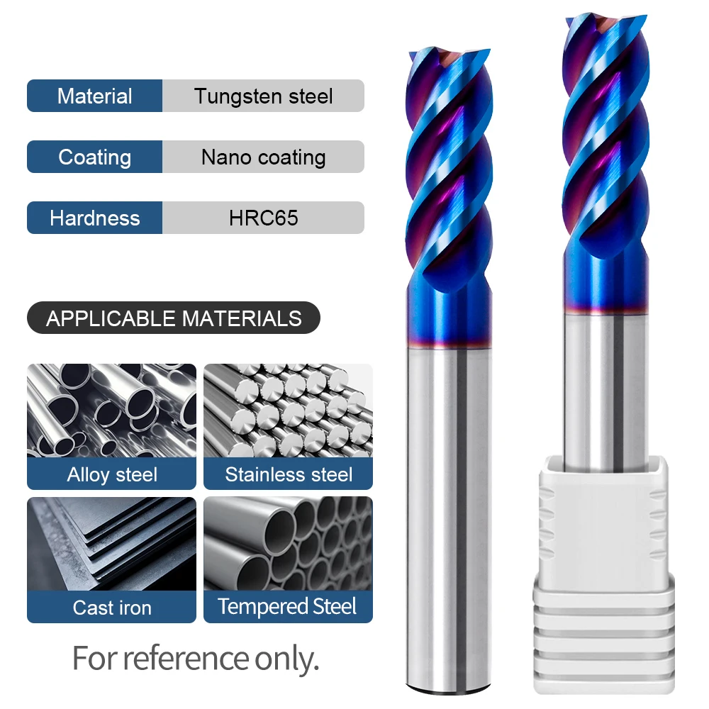 MEHRETU HRC65 Carbide End Mill 4 Flutes CNC Cutting Tools Alloy EndMills Tungsten Milling Cutter Flat Router Bit Strawberries