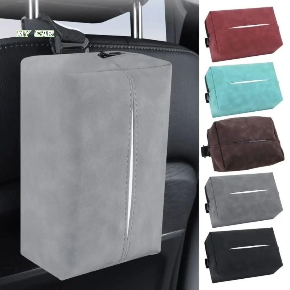 

Nappa Leather Car Tissue Box Wear-resistant Simple Car Armrest Tissue Pouch Waterproof Seat Back Hanging Paper Towel Organizer