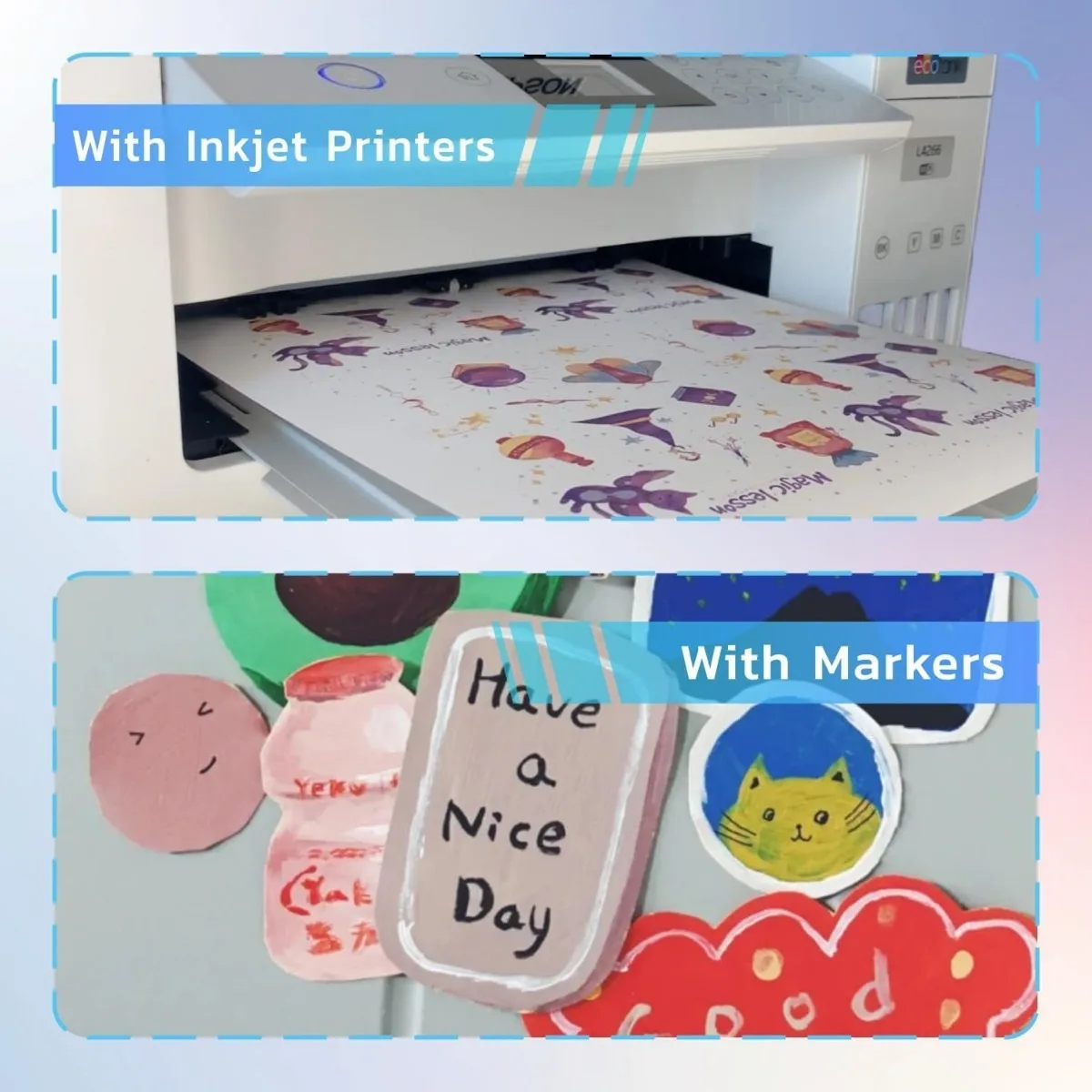 A4 White Glossy/Matte Sticker Paper Printable Color Labels for Laser/Inkjet Printer, DIY Craft Gift Packaging Office Home Decor