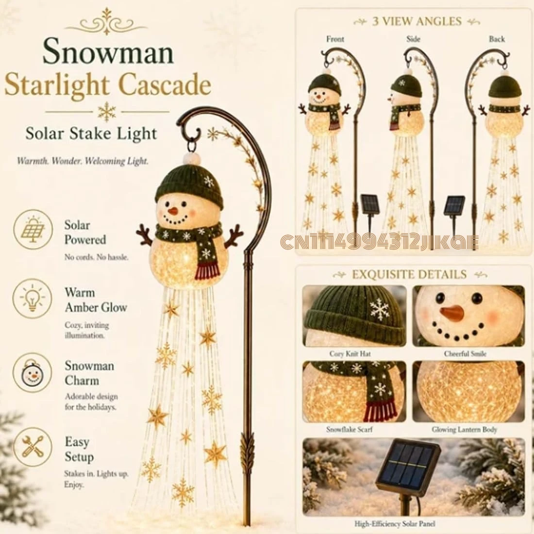 Christmas Snowman Magic Fountain Garden Light, Snowman Starlight Cascade, Christmas Snowman-Shaped Hanging Lamp Perfect image 6