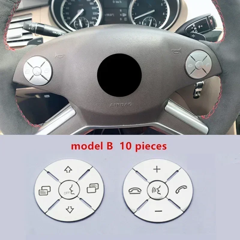 

For Mercedes-Benz E C R S Class ML GL CLS SLK GLK Trim Protector Cover Accessories ABS Car Steering Wheel Panel Buttons Stickers