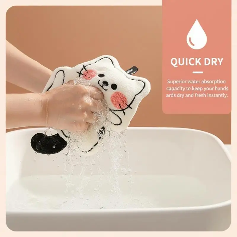 1 шт. Милое полотенце-салфетка из кораллового флиса с рисунком кота, для кухни, ванной, мягкое, впитывающее, детское, мультяшное