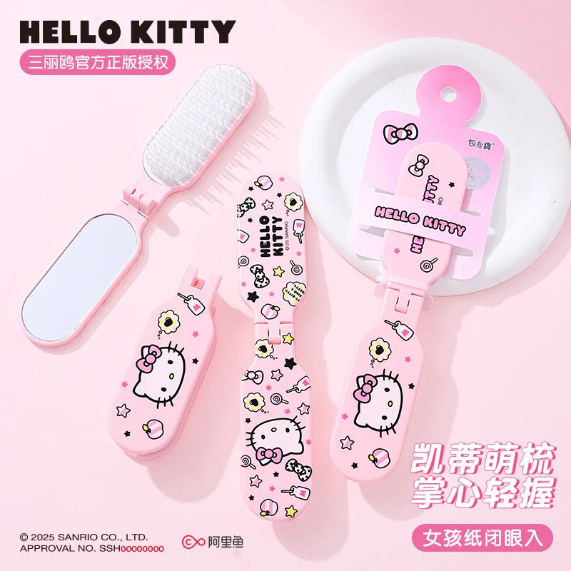 

Sanrio Hello Kitty детская складная расческа с милым мультяшным рисунком на воздушной подушке, привлекательная парикмахерская расческа с подушкой безопасности, праздничные подарки