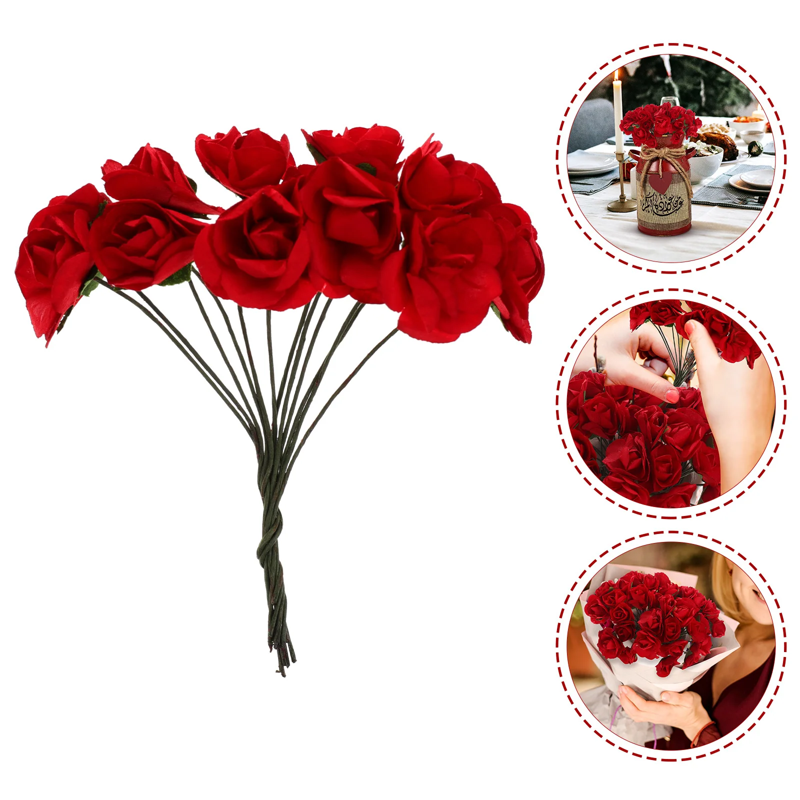 

144Pcs Artificial Paper Flower Simulation Floral Decorations for Home Office Party Wedding Table Faux Flower Ornaments