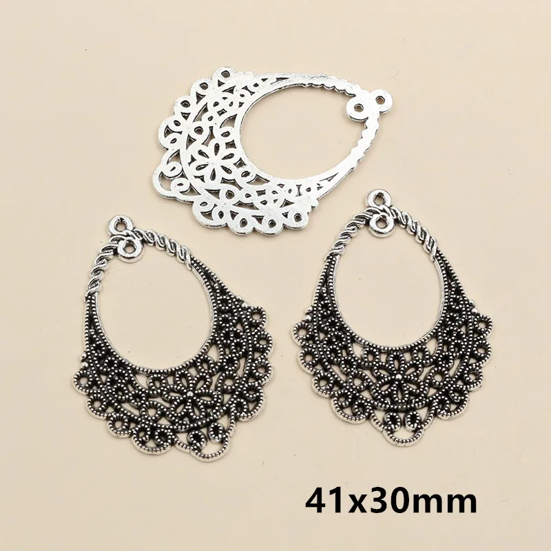 10pcs Antique Silver Plated Boho Vintage Bohemian Connector Charms Pendant DIY Necklace Bracelet Jewelry Making Accessories