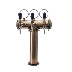 T Shape Bronze Beer Tower with 3 Taps