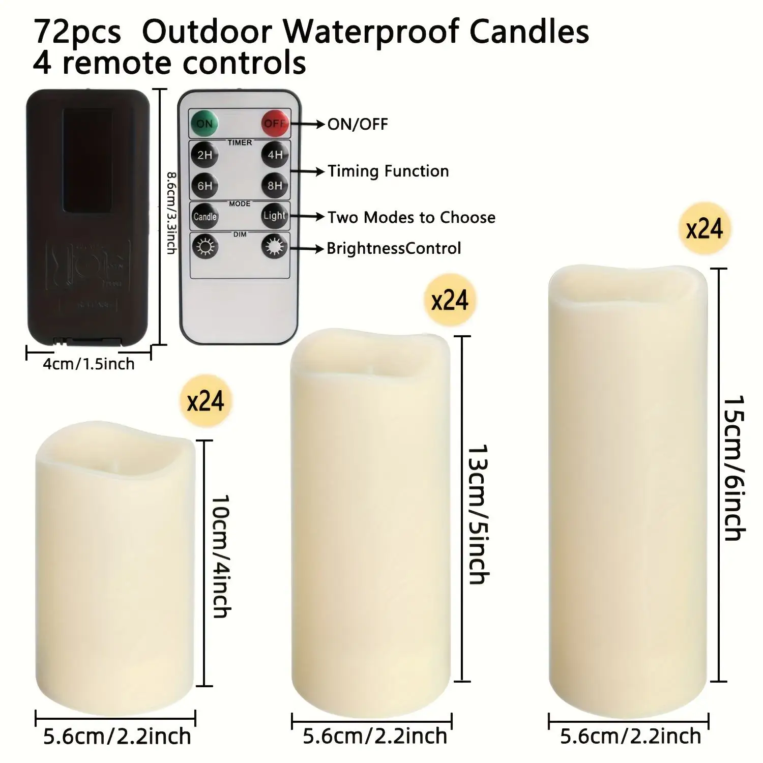 OEM 72 Indoor Outdoor Flameless Candle Lights LED Candles with 4 Remotes and Timers for Halloween Wedding Holiday Lights